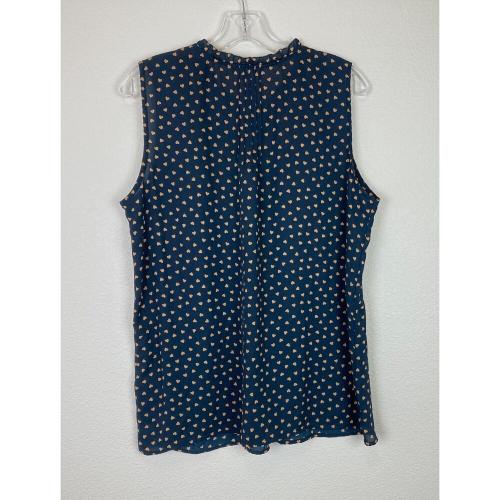 Adrianna Papell Women's Popover Blouse Size L Black Brown Hearts Office - Picture 3 of 6